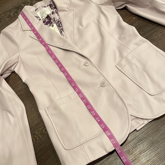 🟪NWT Anthropologie Lavender purple faux leather blazer xs - Picture 10 of 14